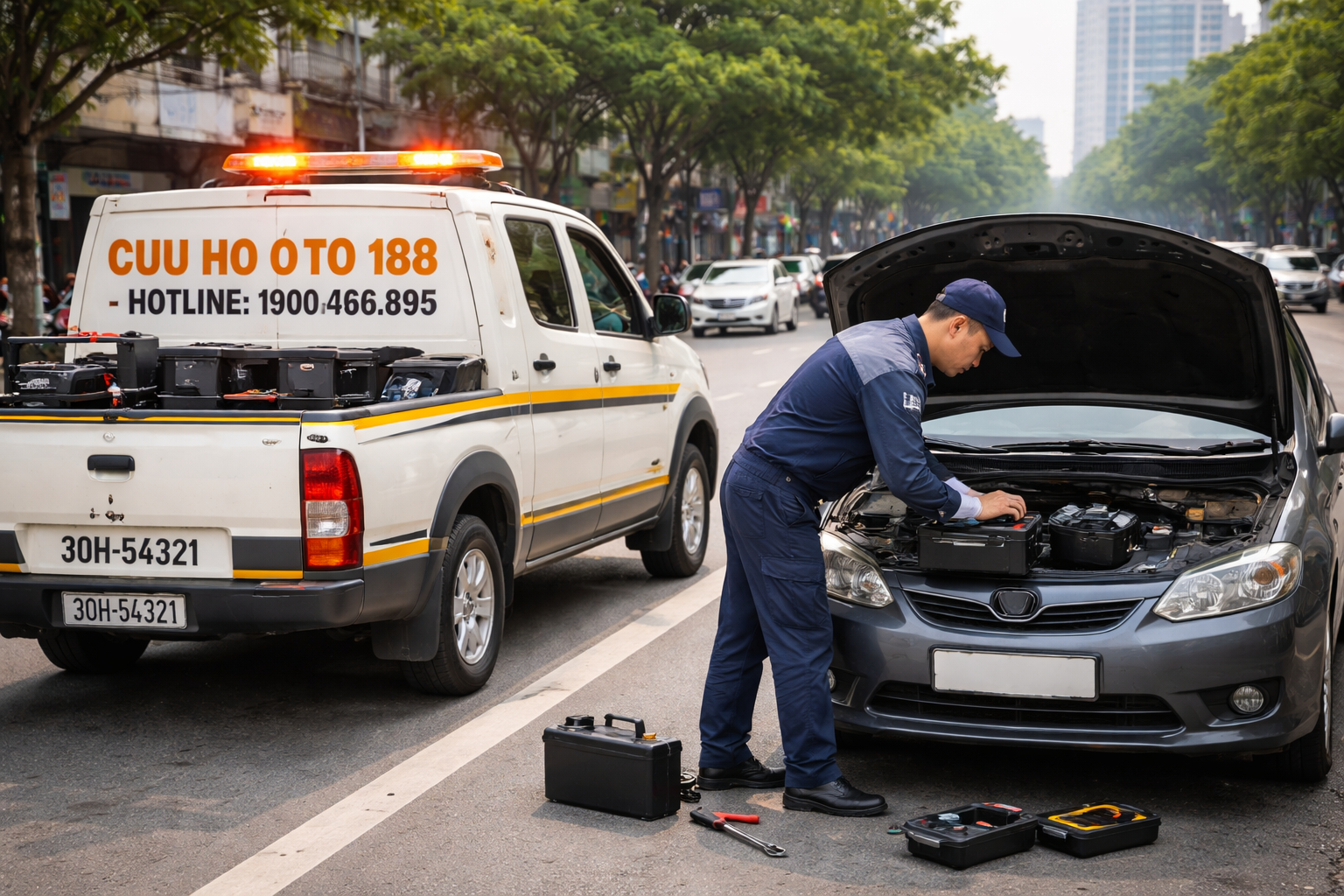 Quy trình cứu hộ ắc quy ô tô Tây Mỗ nhanh chóng với xe cứu hộ chuyên nghiệp