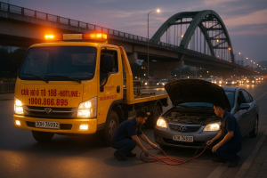 Xe cứu hộ ắc quy ô tô kích bình khẩn cấp tại Cầu Diễn - Nam Từ Liêm - Hà Nội