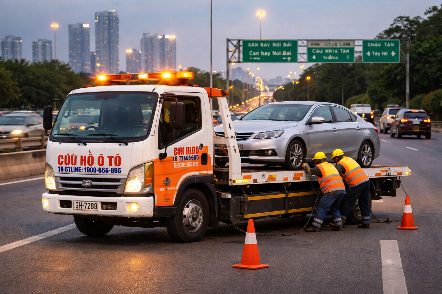 Xe cứu hộ ô tô Hà Nội kéo xe hỏng an toàn trên cao tốc, hotline 1900.866.895.