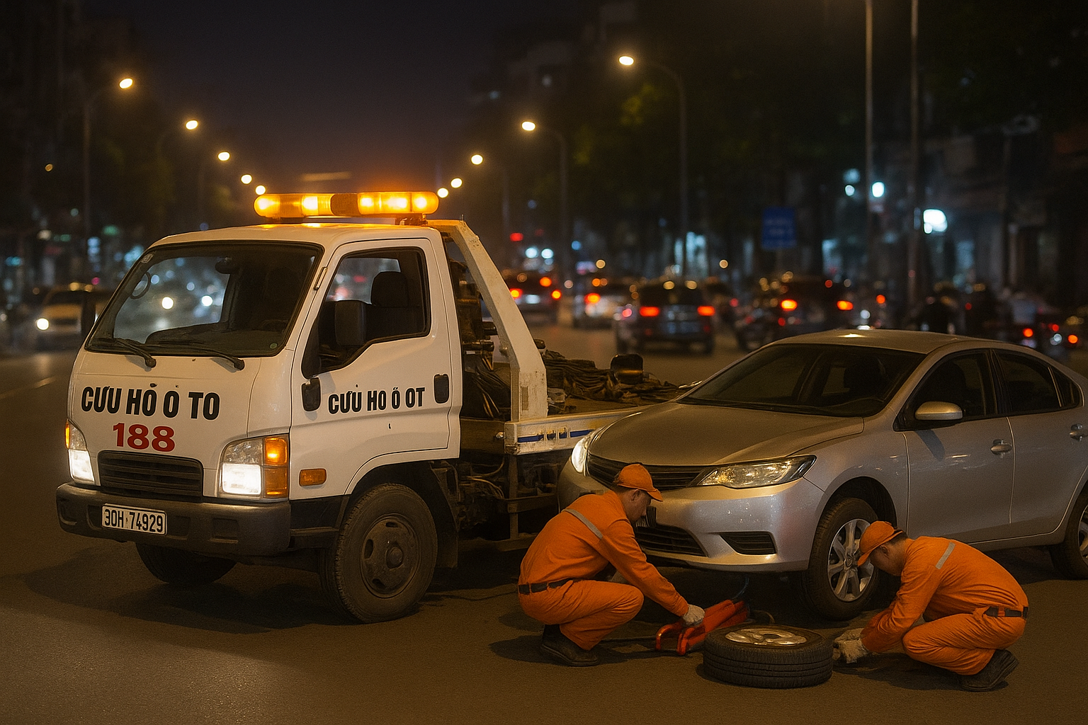 Xe cứu hộ lốp ô tô Xuân Phương 24/7 hỗ trợ thay lốp khẩn cấp tại Nam Từ Liêm Hà Nội