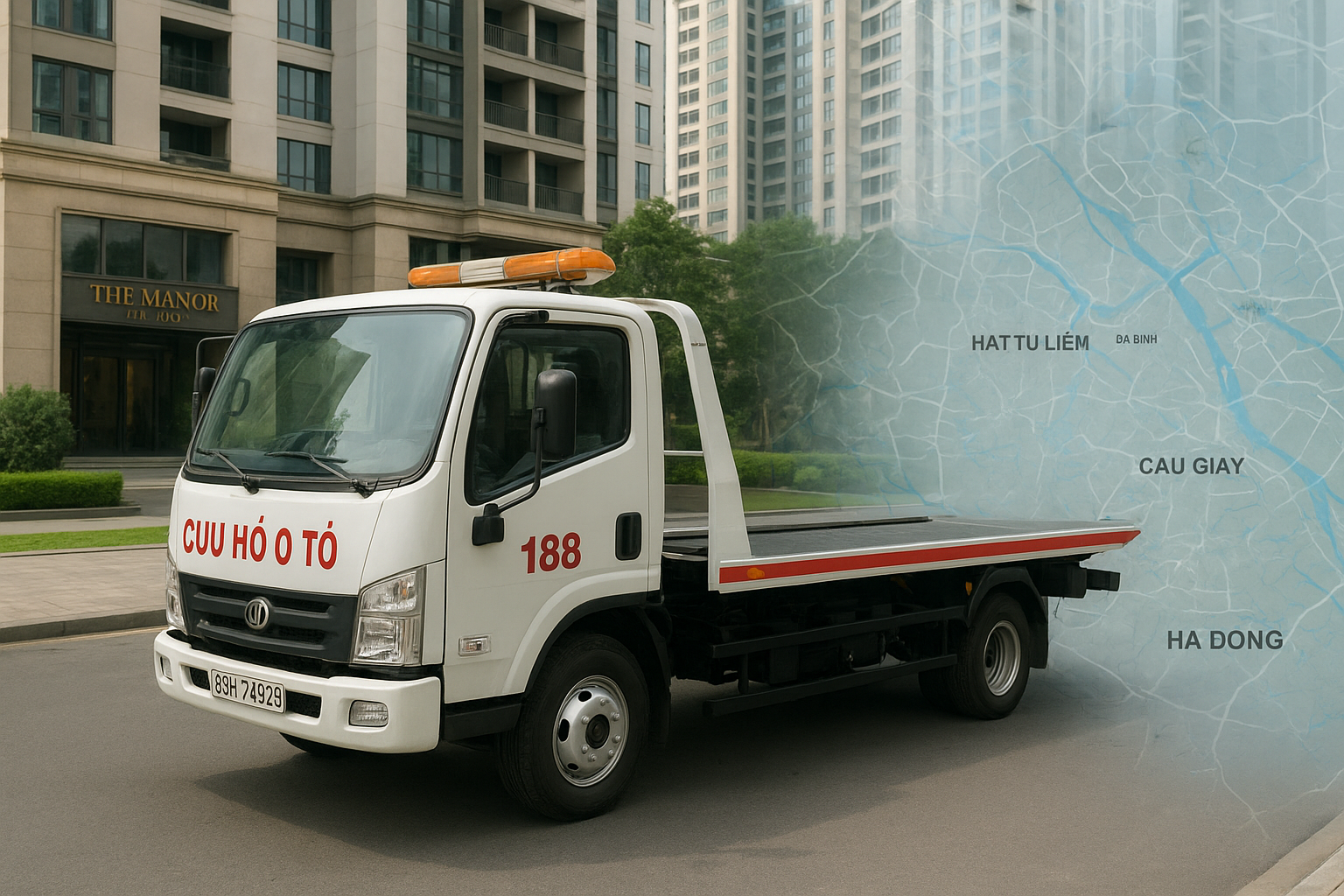 Xe cứu hộ ô tô The Manor Mễ Trì phục vụ phạm vi rộng khắp Hà Nội và các khu vực lân cận.