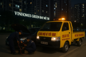 Xe cứu hộ kích ắc quy ô tô tại Vinhomes Green Bay – Mễ Trì