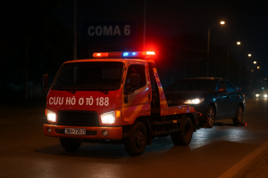 Xe cứu hộ ô tô Coma 6 đang hỗ trợ xe hỏng khẩn cấp giữa đường