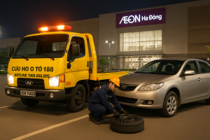 Dịch vụ cứu hộ lốp ô tô Aeon Hà Đông thay lốp dự phòng lưu động tại chỗ