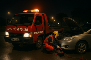 Cứu hộ ắc quy ô tô Geleximco An Khánh bằng xe chuyên dụng nhanh chóng