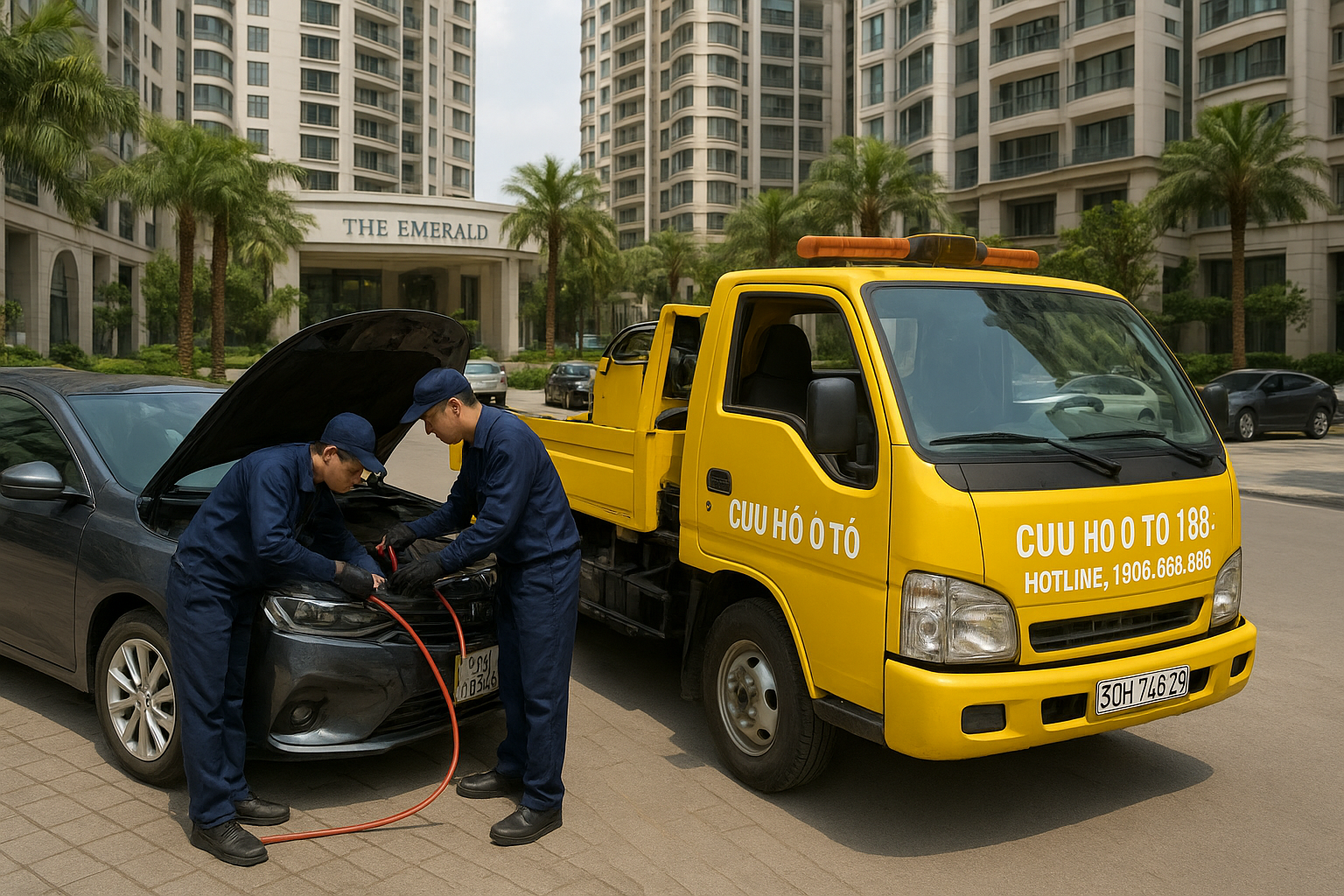 Dịch vụ cứu hộ ắc quy ô tô The Emerald Mỹ Đình hỗ trợ khởi động xe nhanh chóng