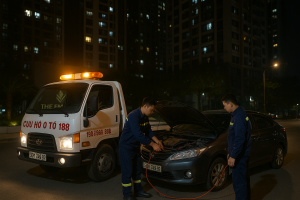Xe cứu hộ ắc quy ô tô The Emerald Mỹ Đình kích bình ắc quy tận nơi