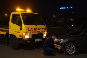 Cứu hộ ắc quy ô tô Mỹ Đình Plaza 2 khẩn cấp bằng xe chuyên dụng