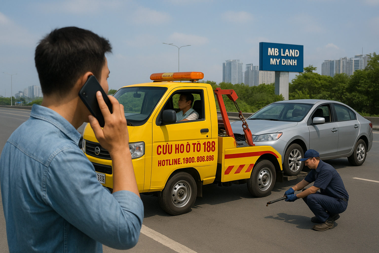 Quy trình gọi cứu hộ ô tô MBLand Mỹ Đình đơn giản nhanh chóng qua hotline 1900.866.895