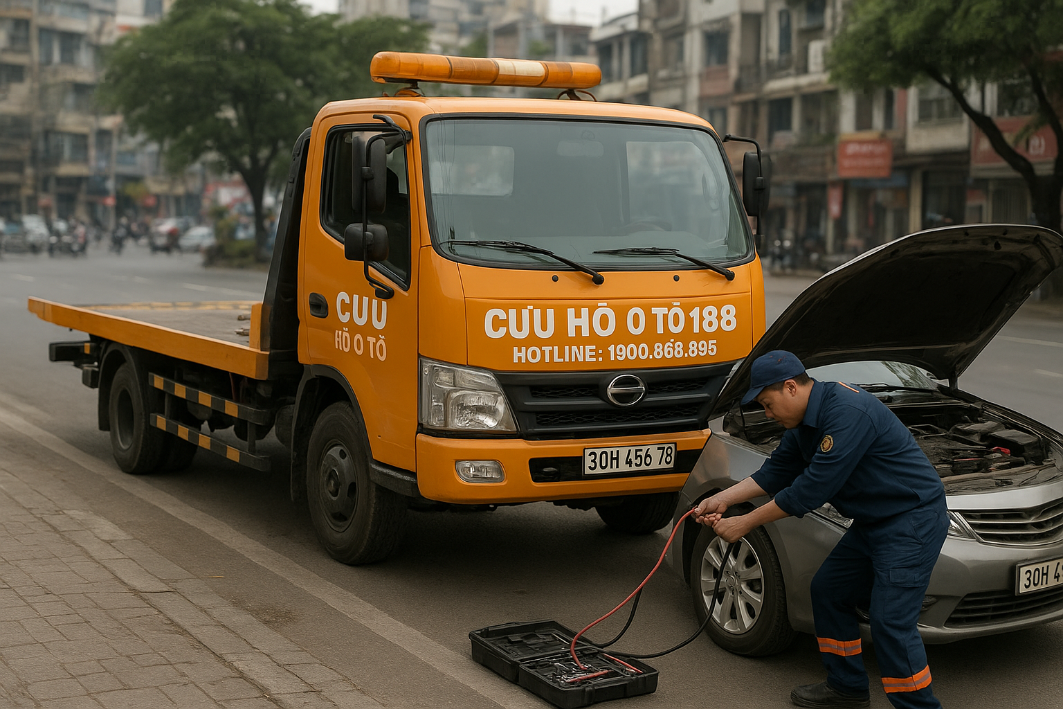 Xe cứu hộ ắc quy ô tô 789 Mỹ Đình hỗ trợ thay ắc quy nhanh chóng tại chỗ cho xe hỏng pin.